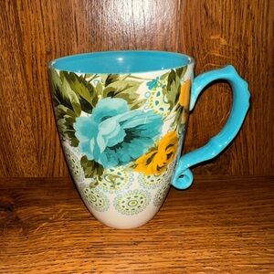 Pioneer Woman Rose Shadow/Linen Teal  Jumbo LATTE Coffee Mug 24oz